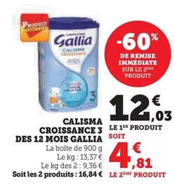 Gallia - Calisma Croissance 3 Des 12 Mois