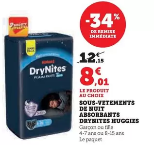 Huggies Drynites : Sous-vêtements de nuit absorbants pour un sommeil au sec