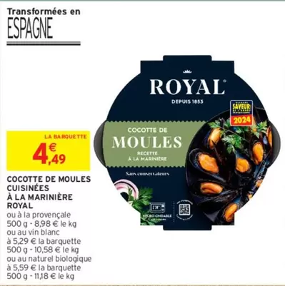 Royal - Cocotte de Moules à la Marinière - Délicieuses moules cuisinées avec une sauce marinière savoureuse