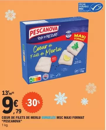 Pescanova - Cœur de Filets de Merlu Surgelés MSC Maxi Format - Délicieux et Pratiques pour vos Repas