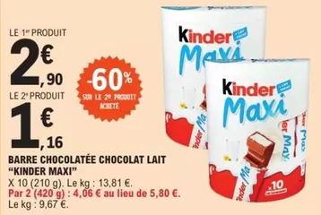 Kinder - Barre Chocolatee Chocolat Lait Maxi