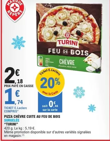 Turini - Pizza Chèvre Cuite Au Feu De Bois Surgelée : Savourez l'authenticité d'une pizza artisanale, croustillante et pleine de goût.