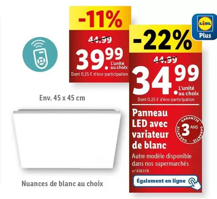 Panneau Led Avec Variateur De Blanc