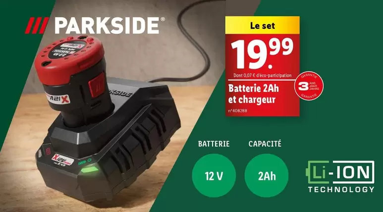 parkside - batterie 2ah et chargeur