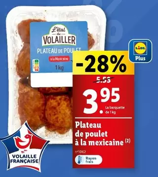 L'Étal Du Volailler - Plateau De Poulet À La Mexicaine : Saveurs épicées et qualité fraîche, idéal pour vos repas en famille !