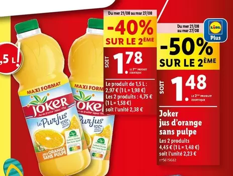 Joker - Jus D'Orange Sans Pulpe