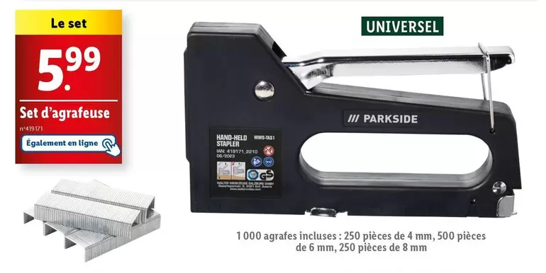 Parkside - Set D'Agrafeuse