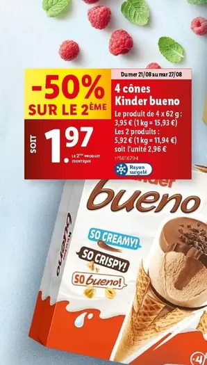 Ferrero - 4 Cônes Kinder Bueno