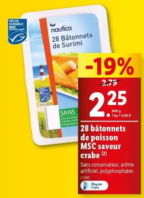 Nautica - 28 Batonnets De Poisson Msc Saveur Crabe