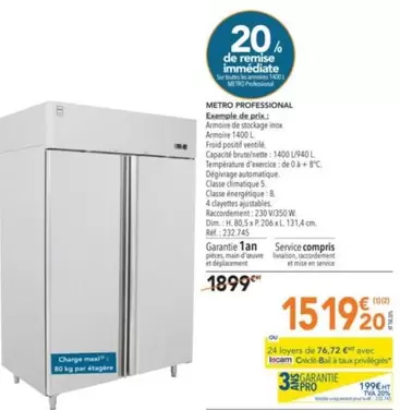 Metro Professional - Armoire De Stockage Inox offre à 1519,2€ sur Metro