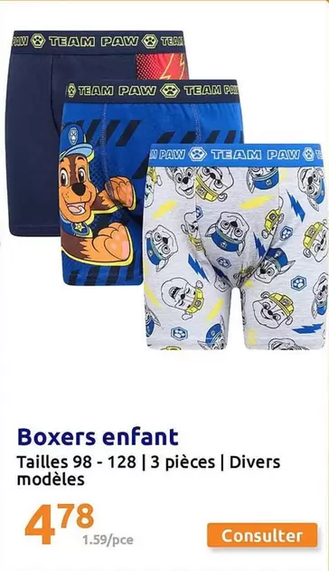 Boxers Enfant offre à 4,78€ sur Action