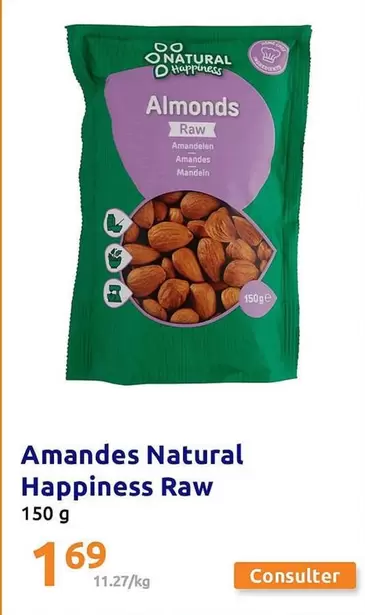 Natural Happiness - So Natural - Amandes  Raw offre à 1,69€ sur Action