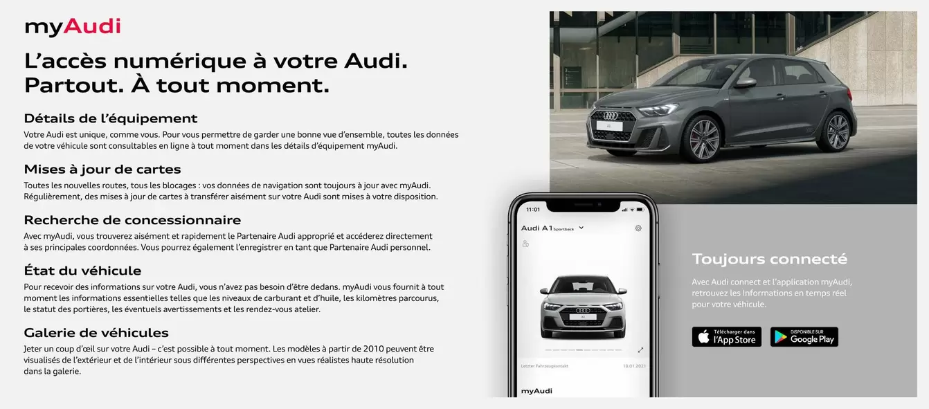 Audi - L'Acchè Numèrique À Votre Parcout À Tout Moment offre sur Audi