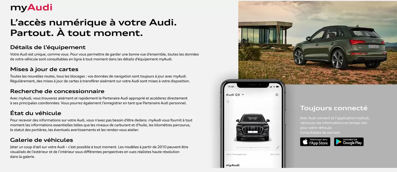 My Audi L'Accès Numérique À Votre Audi. Partout. À Tout Moment. offre sur Audi