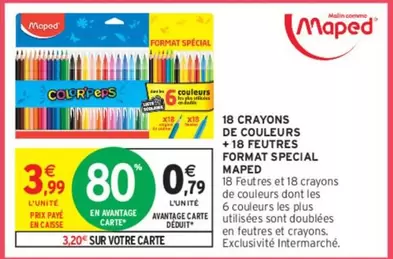 Maped - 18 Crayons De Couleurs +18 Feutres Format Special offre à 3,99€ sur Intermarché