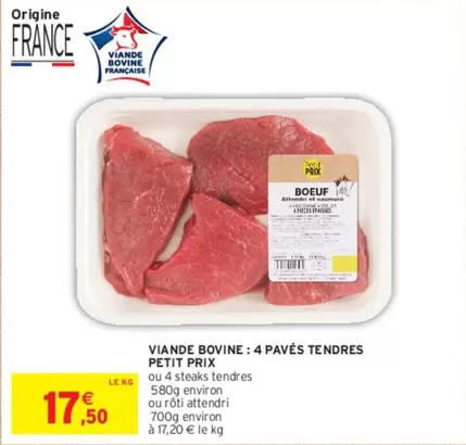 Petit Prix - Viande Bovine: 4 Pavés Tendres