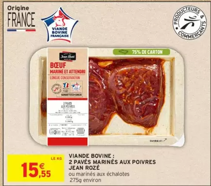 Jean Rozé - 2 Pavés Marinés aux Poivres : Viande Bovine de qualité supérieure en promotion