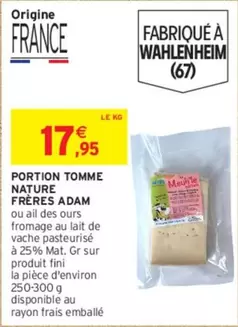 adam - Freres Adam - Portion Tomme Nature