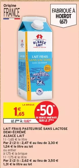 Alsace Lait - Alsacelant : Lait Frais Pasteurisé Sans Lactose Démi-écrémé