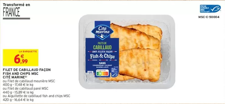 Cité Marine - Filet de Cabillaud Façon IGP AOC - Promotions et Caractéristiques Disponibles