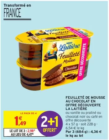 La Laitière : Feuilleté de Mousse au Chocolat en Offre Découverte - Un délice irrésistible à savourer !