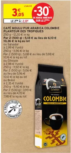 Planteur Des Tropique - Café Moulu Pur Arabica Colombie : Un goût authentique des tropiques