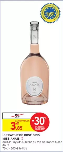 Miss Anais - Igp Pays D'oc Rosé Gris