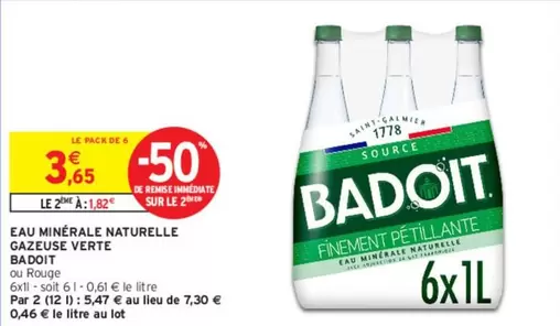 Badoit - Eau Minérale Naturelle Gazeuse Verte