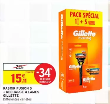 Gillette - Rasoir Fusion 5 + Recharge 4 Lames