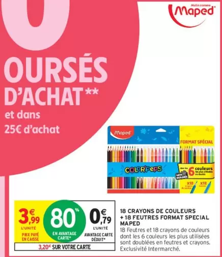 Maped - Set de 18 Crayons de Couleurs + 8 Feutres Spécial Promo