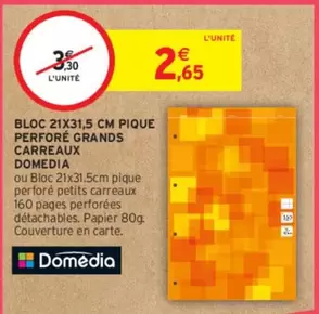 Domédia - Bloc de Carreaux Pique Perforé 21x31,5 Cm - Idéal pour vos projets créatifs