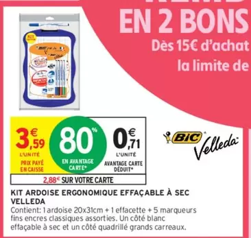 BIC - Kit Ardoise Ergonomique Effacable À Sec