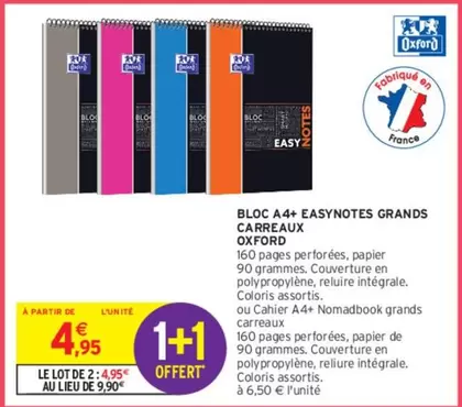 Oxford - Bloc A4+ Easynotes Grands Carreaux