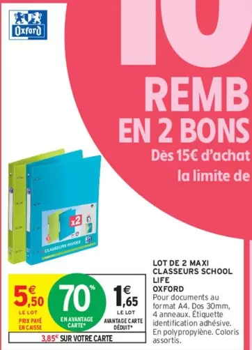 Oxford - Lot De 2 Maxi Classeurs School Life