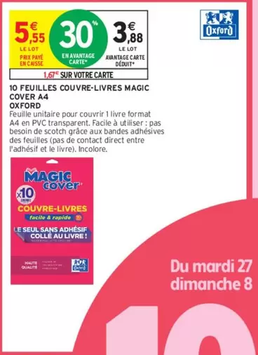 Couvre-livre Magic Cover Aa - 10 Feuilles Scotch Ozford