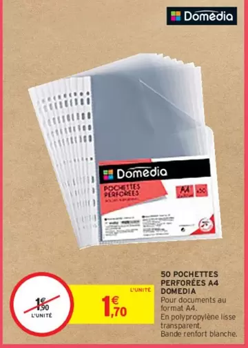 Domédia - 50 Pochettes Perforées A4