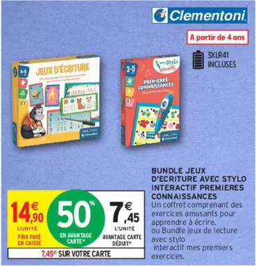 Clementoni - Bundle Jeux d'Écriture avec Stylo Interactif Premières : Apprentissage ludique et interactif pour les tout-petits