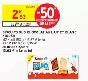 Duo Chocolat au Lait et Blanc - Biscuits Kinder Ferrero