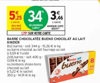 Kinder - Barre Chocolatée Bueno Chocolat Au Lait