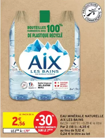 Aix Les Bains - Eau Minérale Naturelle offre à 2,56€ sur Intermarché