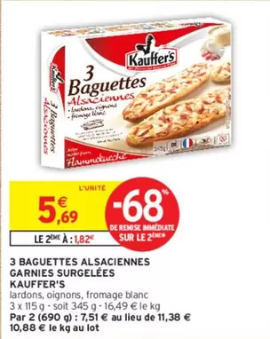 Kauffer's - Promotion sur 3 Baguettes Alsaciennes Garnies Surgelées, savoureuses et pratiques pour vos repas!