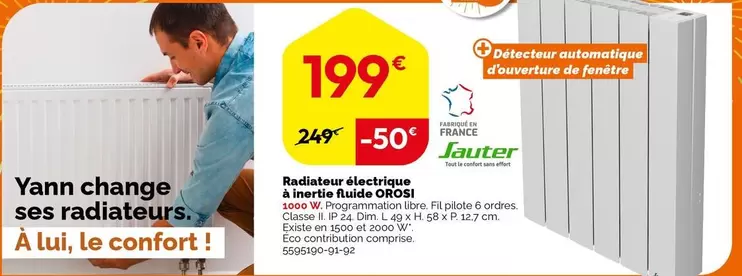 Sauter - Radiateur Électrique À Inertie Fluido Orosi offre à 199€ sur Weldom