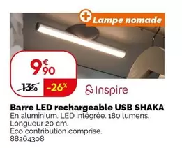 Inspire - Barre Led Rechargeable Usb Shaka offre à 9,9€ sur Weldom