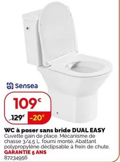 Sensea - Wc A Poser Sans Bride Dual Easy offre à 109€ sur Weldom