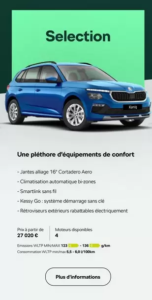 Une Pléthore D'équipements De Confort offre sur Škoda