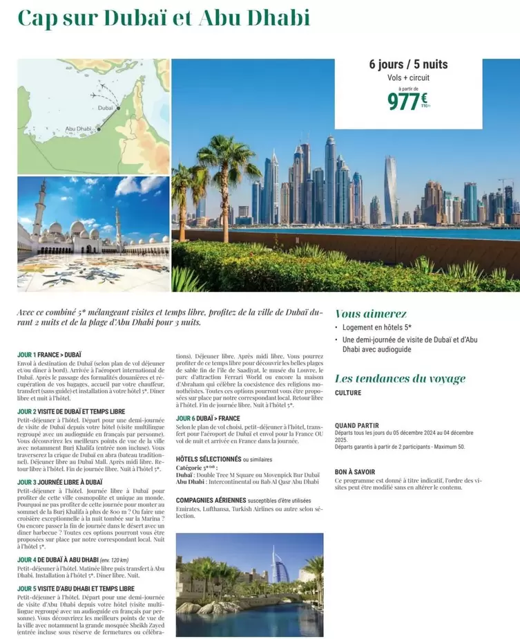 Cap Sur Dubaï Et Abu Dhabi 6 Jours /5 Nuits offre à 977€ sur Havas Voyages