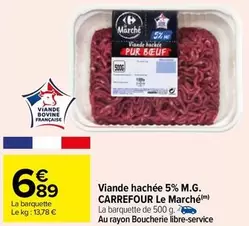 carrefour - le marche viande hachée 5% m.g.