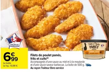 filets de poulet panés, frits et cuits