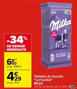 Milka - Tablettes De Chocolat "Lot Familial"