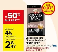 Grand'Mère - Dosettes De Café Format Généreux : Profitez d'une promotion avec un format généreux pour savourer votre café!